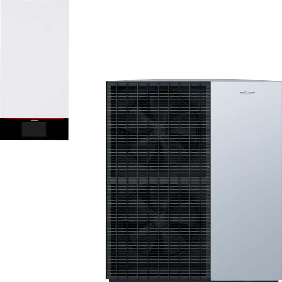 Pompe à chaleur air-eau Viessmann Vitocal 150-A : unité extérieure monobloc et module intérieur