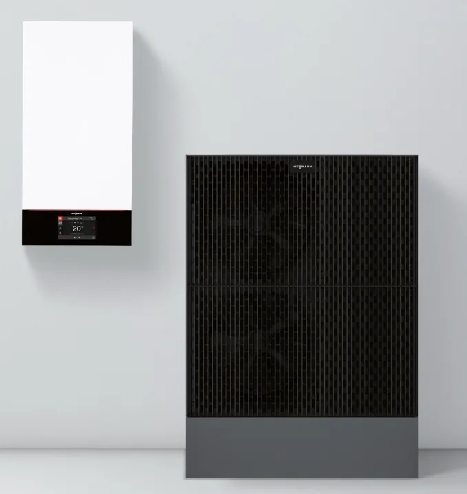 Pompe à chaleur Viessmann Vitocal 150-A : unité extérieure et unité intérieure murale