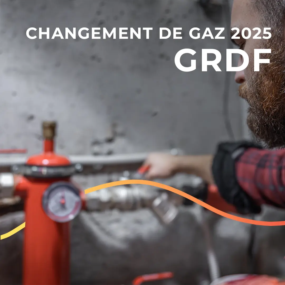 Homme qui fait le changement de gaz pour GRDF